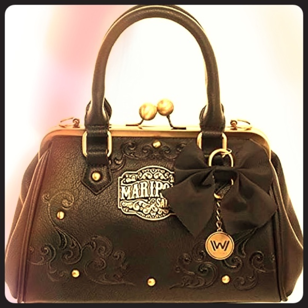 Mariposa saloon satchel kiss lock handbag
